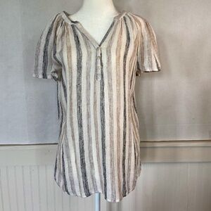 Nautical Striped Linen Summer blouse Sz M
